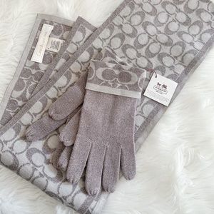Authentic NWT Coach Scarf and Glove Set